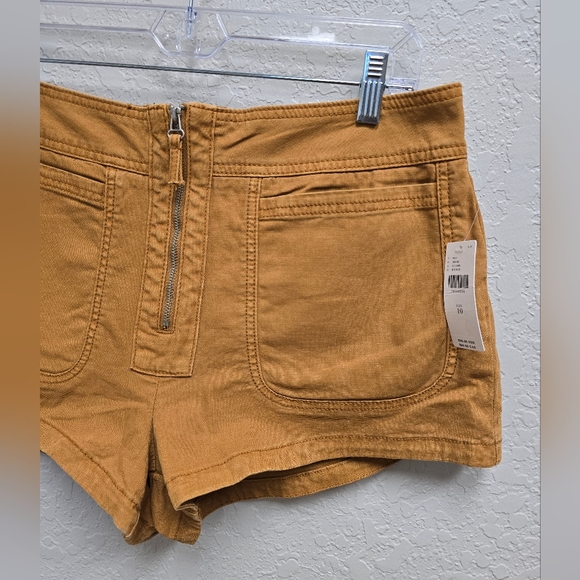 Anthropologie NWT Brown Exposed Zipper Zip Up Shorts Size 10 $80 - Picture 2 of 7